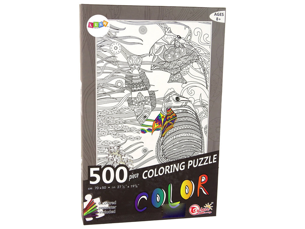 Puzzle para colorir oceano peixes 500 peças