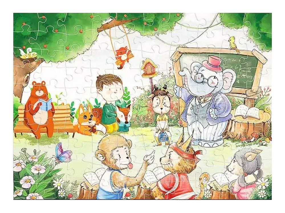 Puzzle escolar animais 100 peças