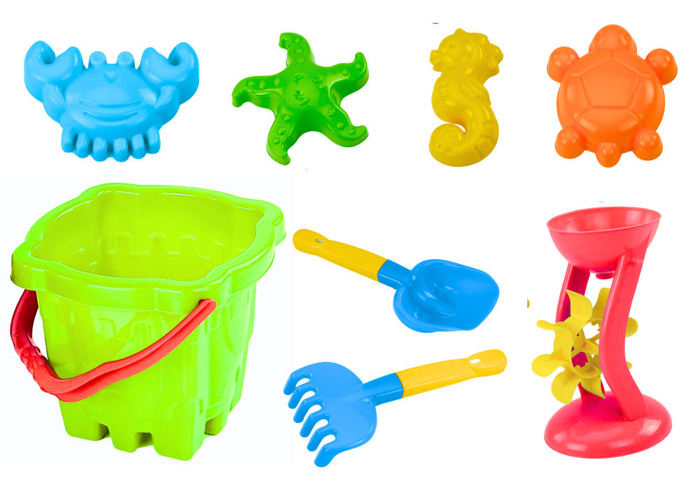 Conjunto areia balde castelo moinho 9 peças