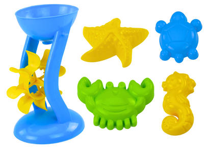Conjunto areia balde moinho peneira moldes 9 peças