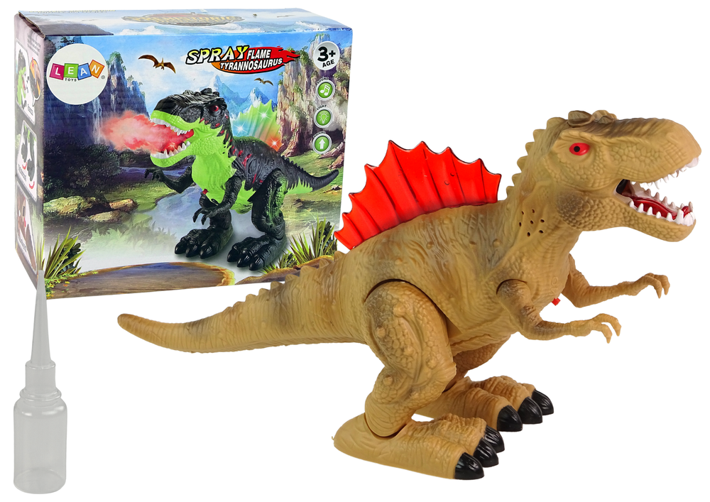 Dinossauro com fumo, luz e som castanho