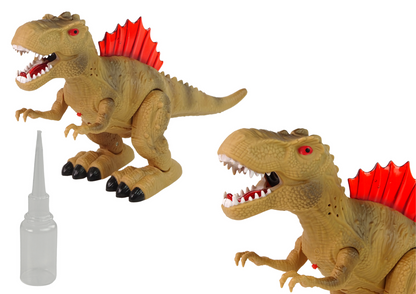 Dinossauro com fumo, luz e som castanho
