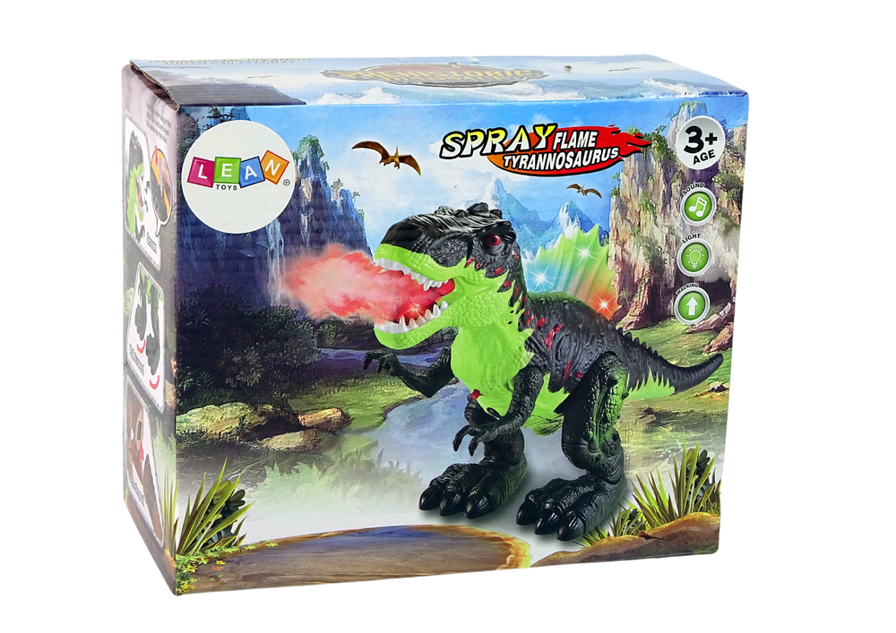 Dinossauro com fumo, luz e som castanho
