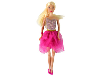 Boneca Lucy vestido rosa glitter com sapatos