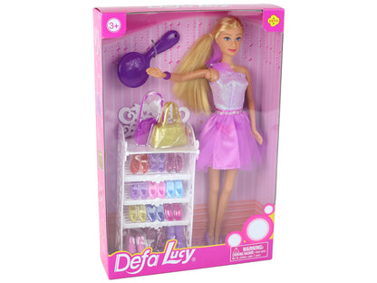 Boneca Lucy vestido roxo glitter com sapatos