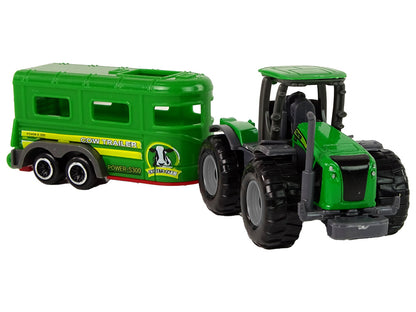 Trator com reboque verde