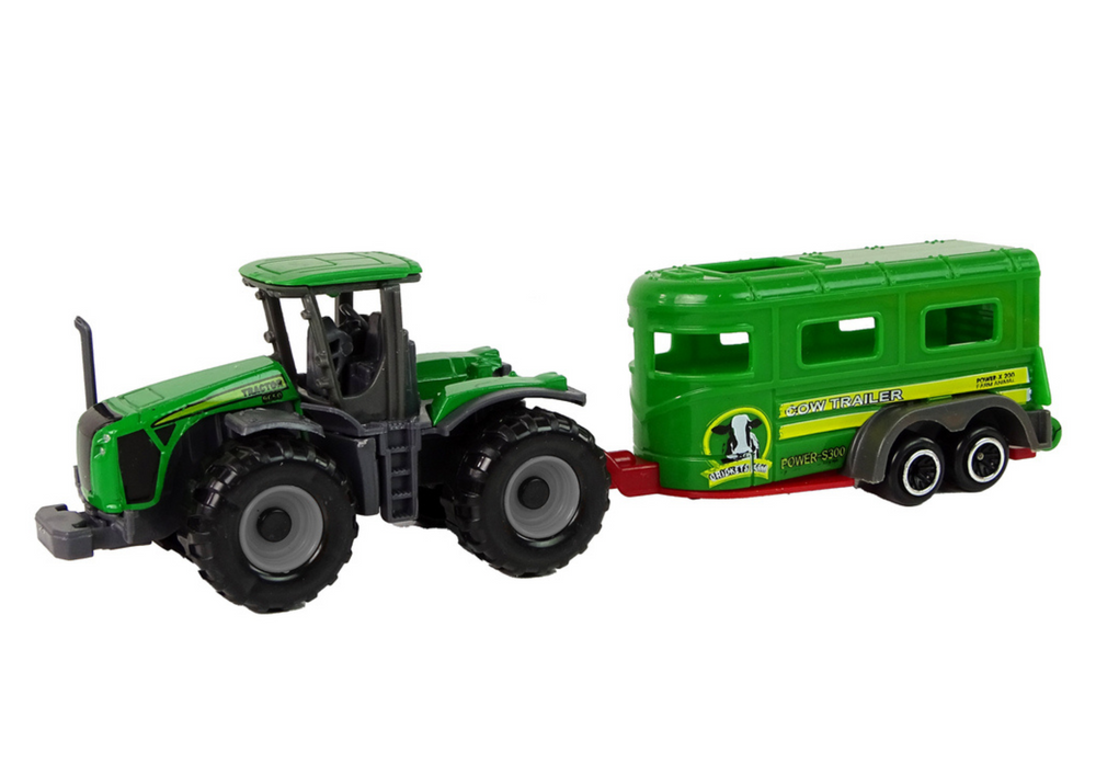 Trator com reboque verde