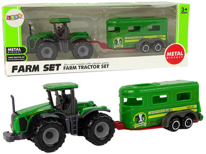Trator com reboque verde