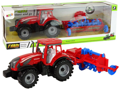 Trator Agrícola de Fricção Vermelho com Charrua 48 cm