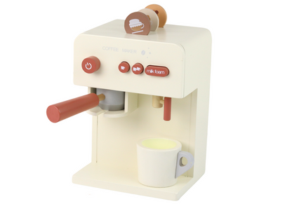Máquina café madeira com chávena