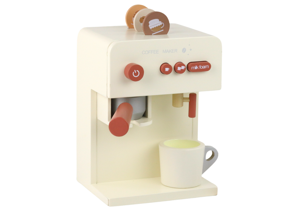 Máquina café madeira com chávena