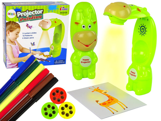 Projetor desenho com canetas verde