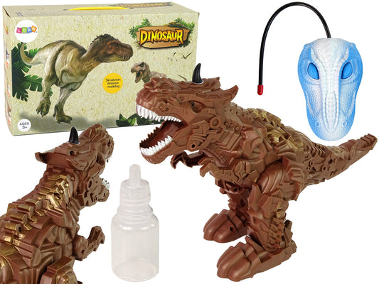 Dinossauro telecomandado com projetor de vapor castanho