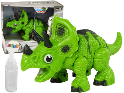 Dinossauro interativo tricerátopo verde com vapor, água e som