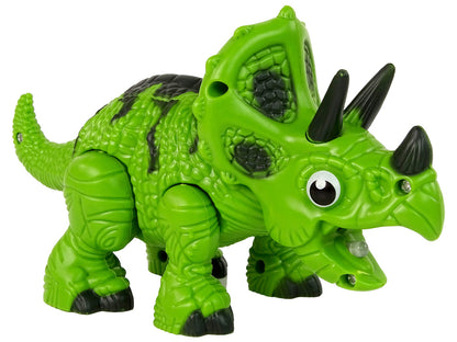 Dinossauro interativo tricerátopo verde com vapor, água e som
