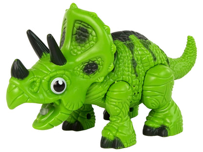 Dinossauro interativo tricerátopo verde com vapor, água e som