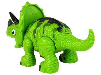 Dinossauro interativo tricerátopo verde com vapor, água e som