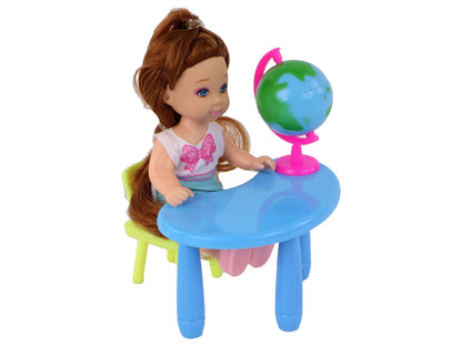 Boneca Professora Loira e Aluna Morena com Quadro Escolar