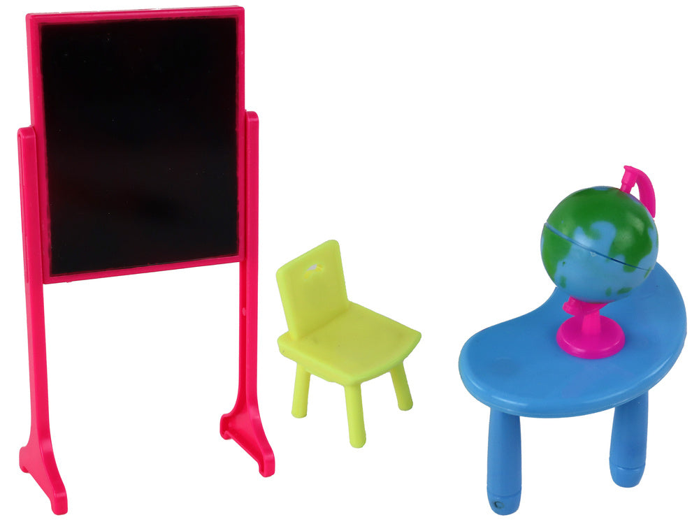 Boneca Professora Morena e Aluna Loira com Quadro Escolar