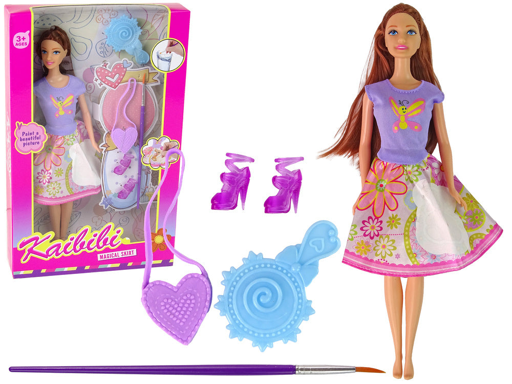 Boneca Morena com Vestido para Pintar