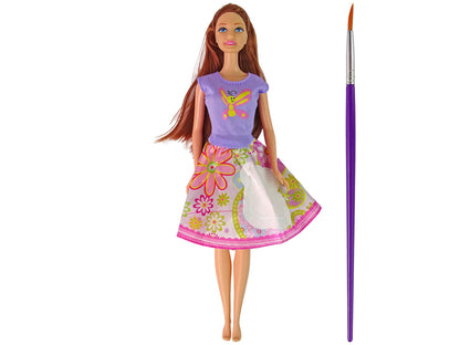 Boneca Morena com Vestido para Pintar