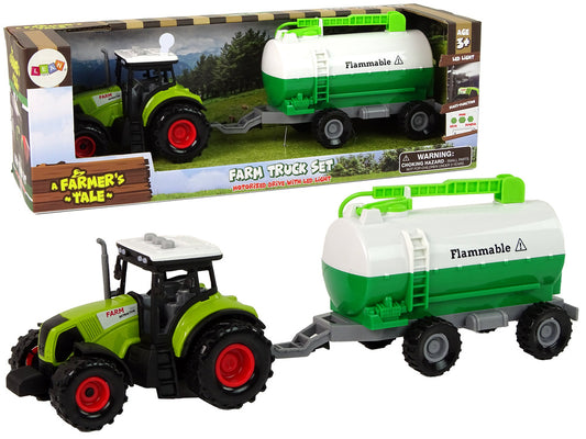 Trator infantil com reboque-cisterna agrícola