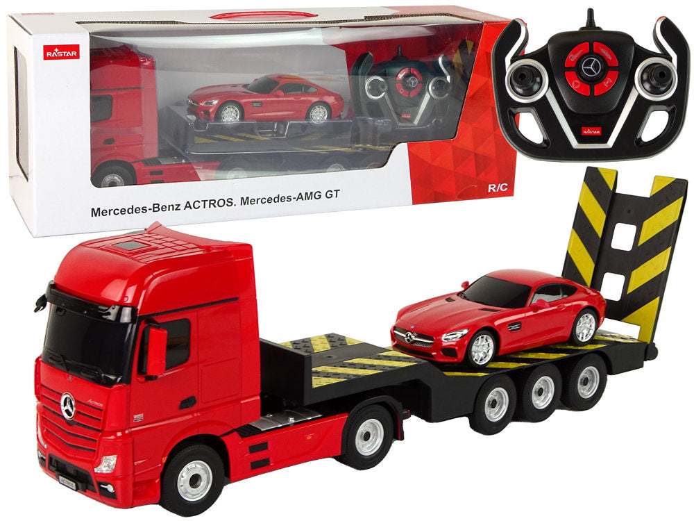 Reboque-grua telecomandado Mercedes-Benz vermelho 1:26