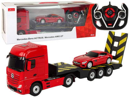 Reboque-grua telecomandado Mercedes-Benz vermelho 1:26