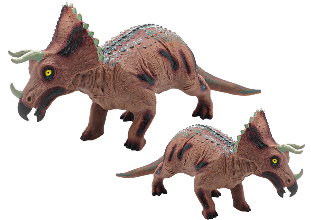 Grande tricerátopo castanho com som, 36 cm