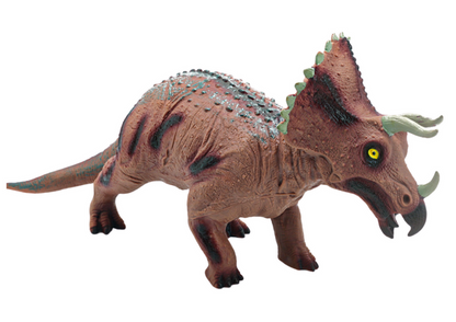 Grande tricerátopo castanho com som, 36 cm