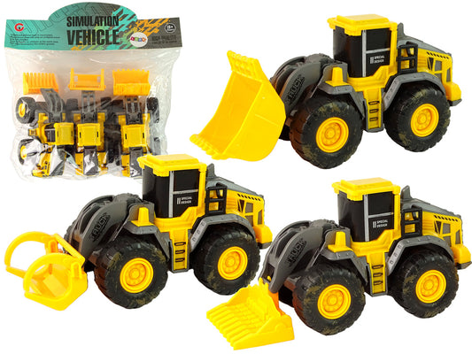 Conjunto veículos de construção amarelos, 3 modelos