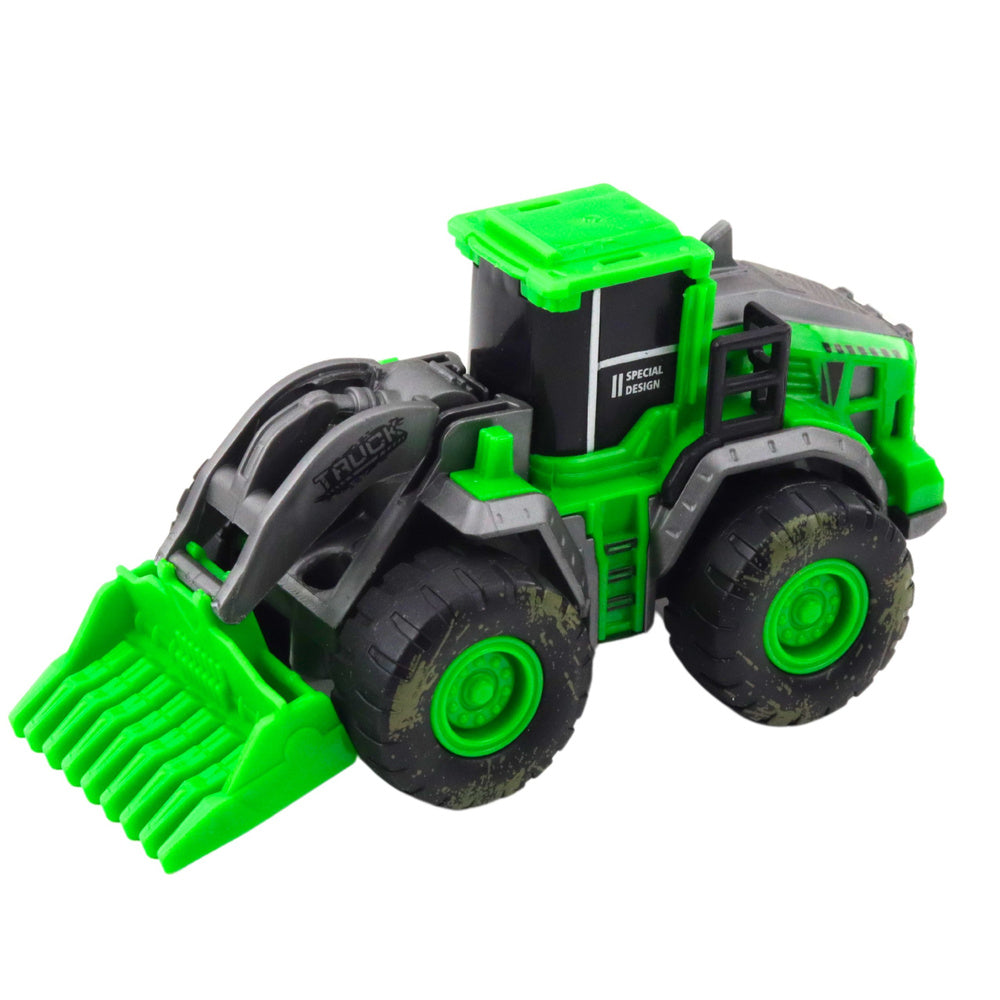 Veículos de construção com escavadora, pá carregadora e bulldozer verdes (1 unidade)