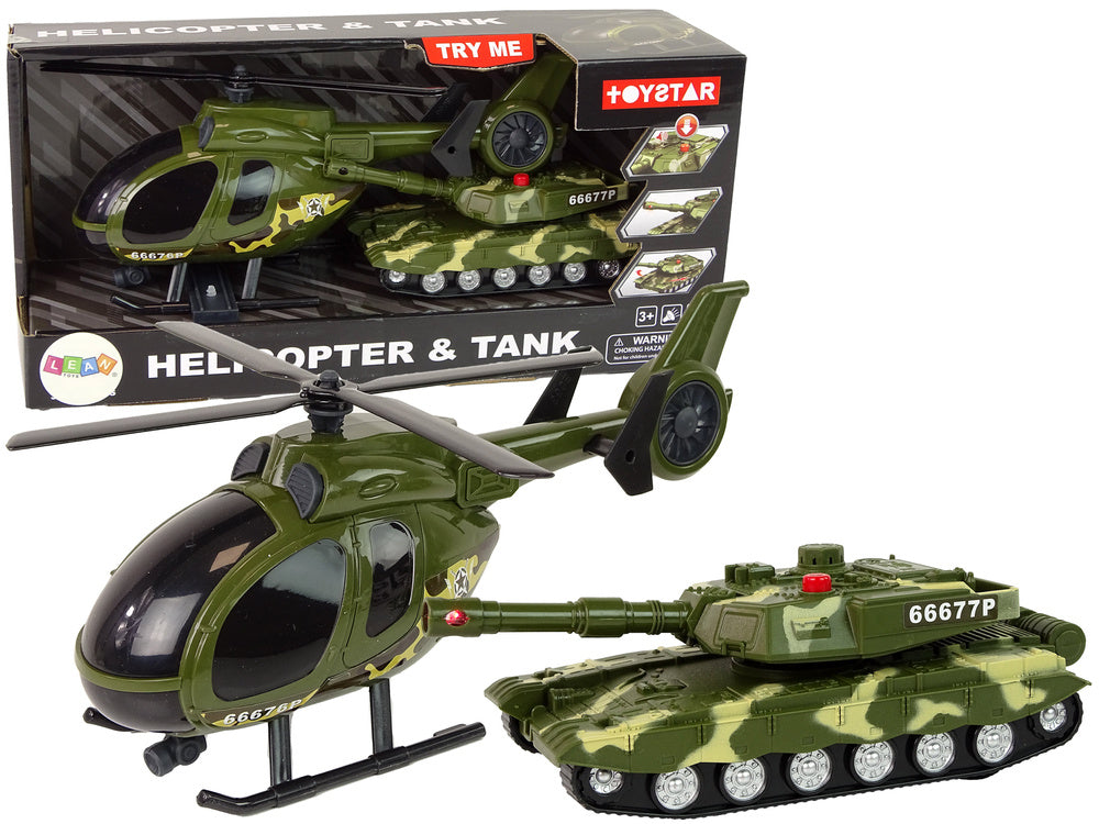 Conjunto militar tanque e helicóptero de fricção