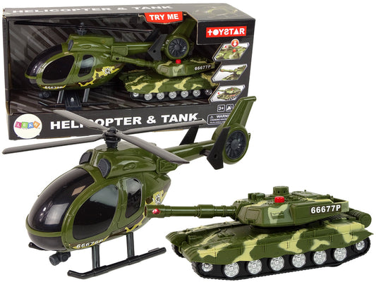 Conjunto militar tanque e helicóptero de fricção