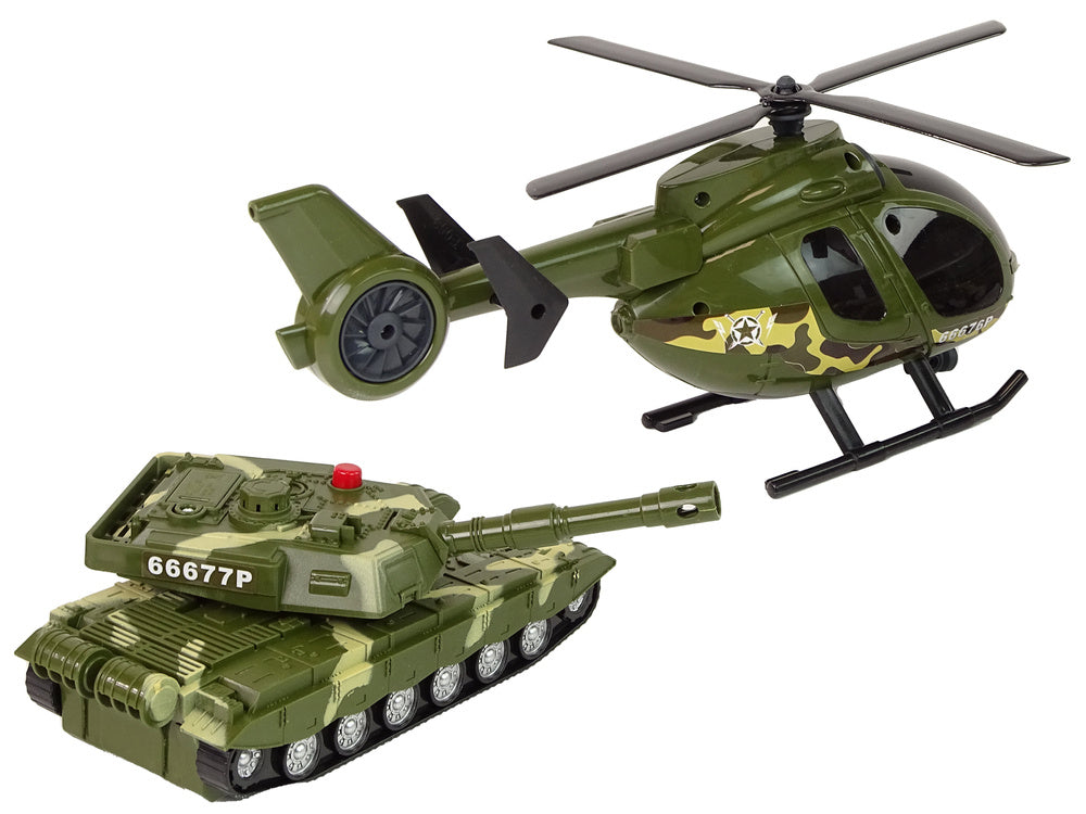 Conjunto militar tanque e helicóptero de fricção