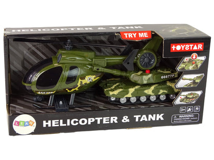 Conjunto militar tanque e helicóptero de fricção