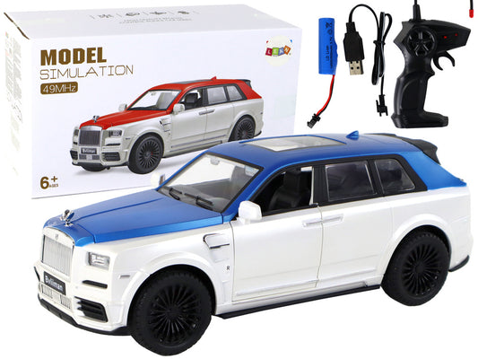 Carro telecomandado branco e azul 1:20