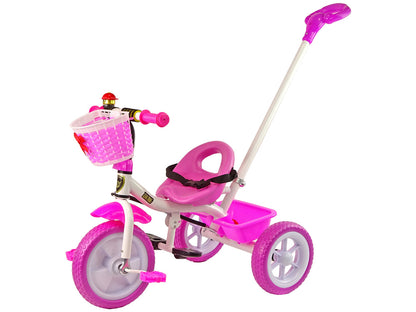 Triciclo PRO100 rosa com cesto e rodas EVA