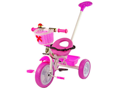 Triciclo PRO100 rosa com cesto e rodas EVA