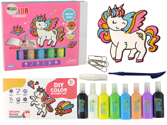 Autocolantes de janela DIY unicórnio, 8 cores com glitter