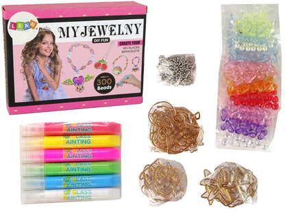Conjunto de bijutaria DIY com contas e canetas