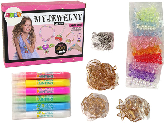 Conjunto de bijutaria DIY com contas e canetas