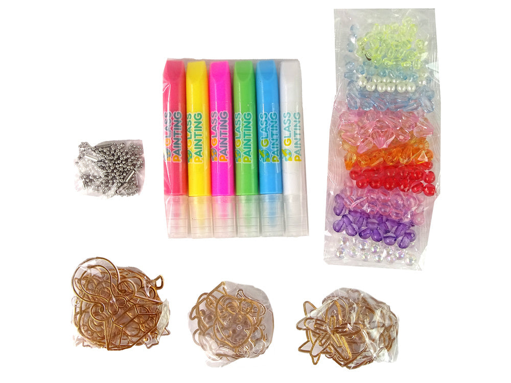 Conjunto de bijutaria DIY com contas e canetas