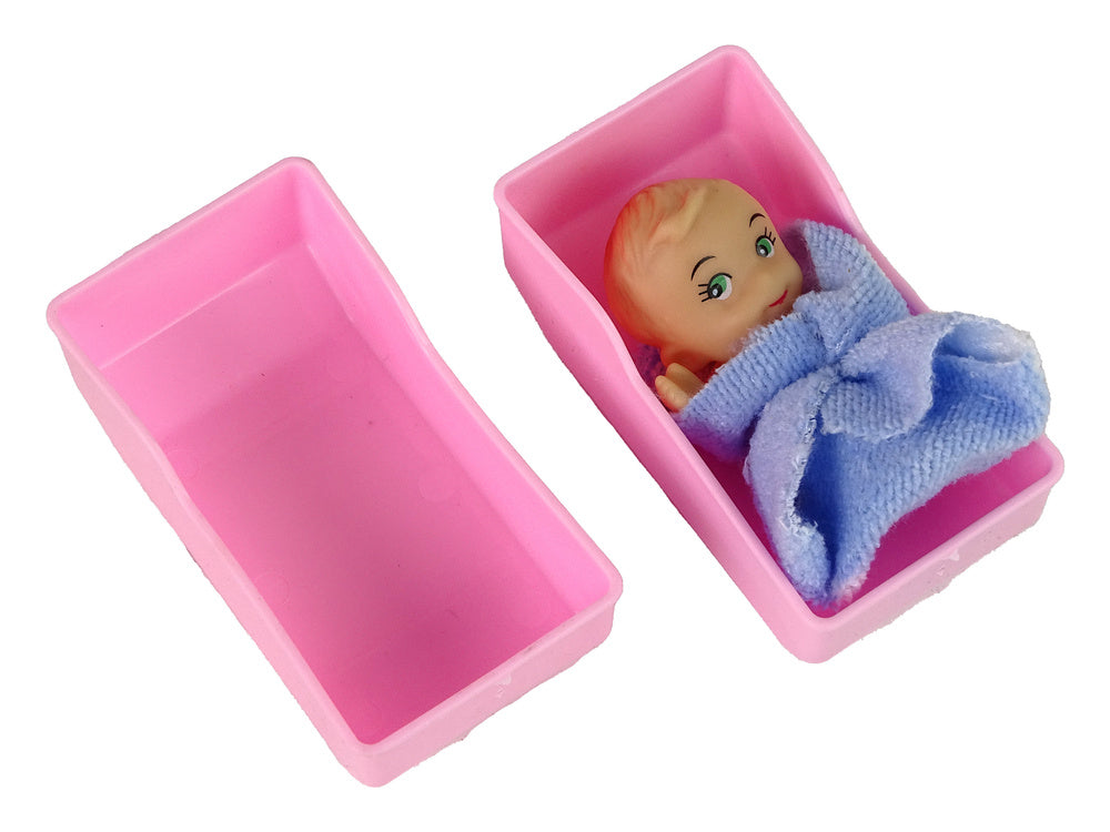 Boneca Médica Loira Uniforme Azul e Berço de Bebé
