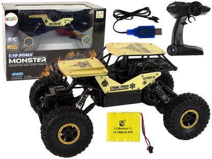 Carro RC de rodas altas 1:18 preto dourado