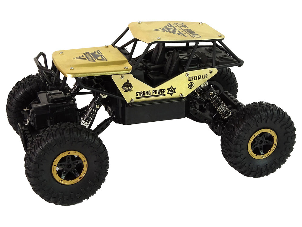 Carro RC de rodas altas 1:18 preto dourado
