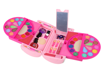Mala de maquilhagem com sombras rosa