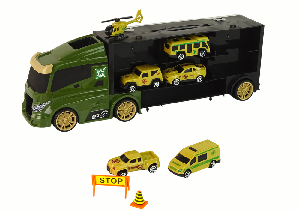 Camião de reboque com mola para carros verdes