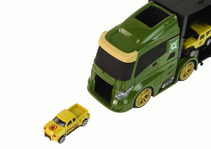 Camião de reboque com mola para carros verdes