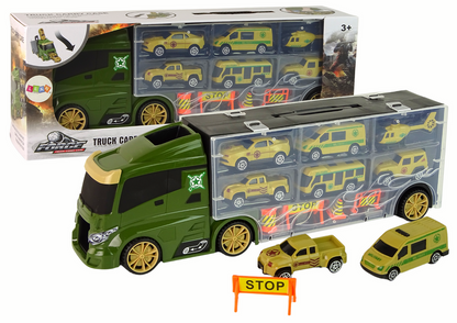 Camião de reboque com mola para carros verdes